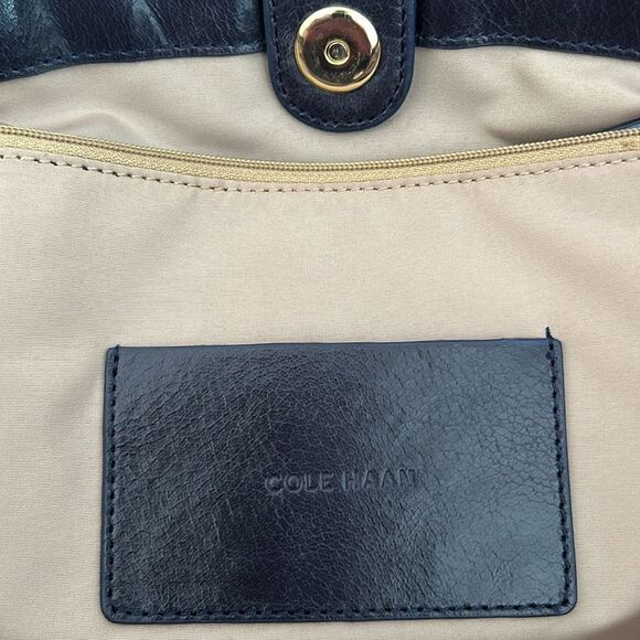 Cole Haan crackled leather navy tote bag - Picture 8 of 13